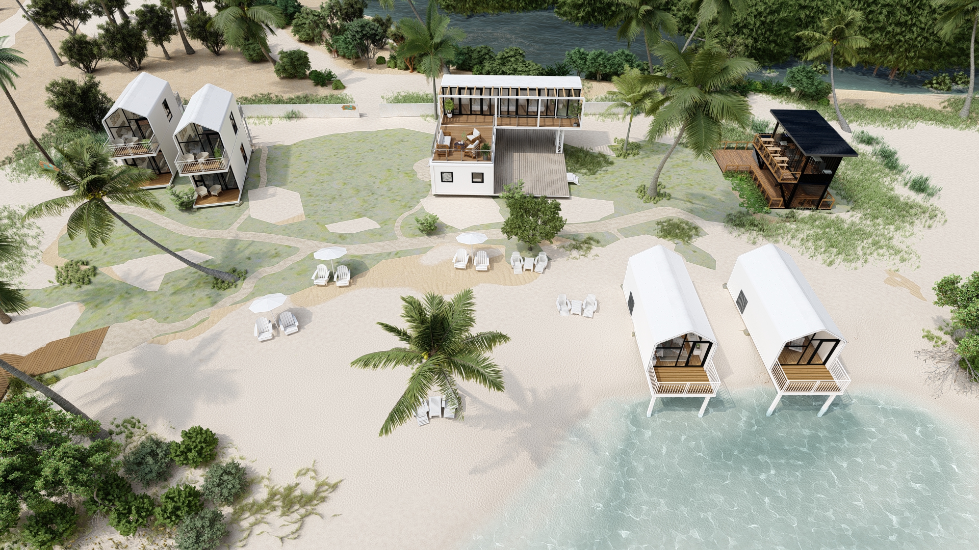 Aerial view of the resort property on Caye Caulker
